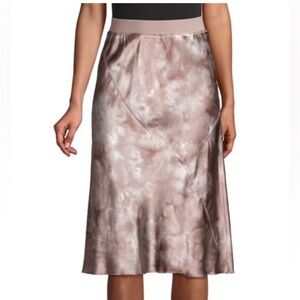 ATM Silk Mushroom Purple Tie Dye Pull-on Midi Skirt S